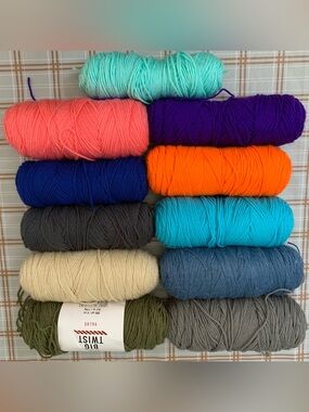 Lot of Eleven Acrylic Skeins - Bundle of Yarn - SZ 4-MEDIUM Crotchet + Knitting